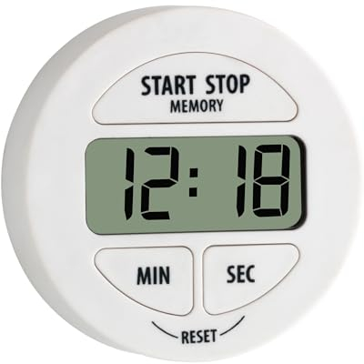 TFA Dostmann Digitaler Timer und Stoppuhr, 38.2022.02, klein und handlich, magnetisch, mit Memory-Funktion, weiß, Kunststoff, L65 x B29 x H100 mm