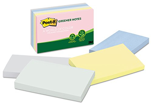 3 M 655rpa Post-it Greener Notes, 3 x 5, 100 Luster Fotopapier/Pad, Helsinki Farben, 5/Pack