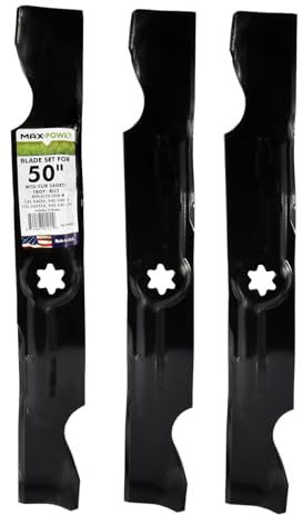 MAXPOWER 3-Blade Set for Many 50 in. Cut MTD, Cub Cadet, Troy-Bilt Mowers, Replaces OEM #'s 742-04056, 942-04056, 112-0316 and Others,Red