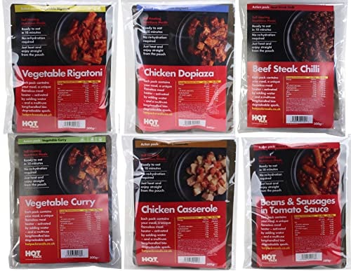 Pack of 6 Self Heating Meals Mixed Flavours for Camping