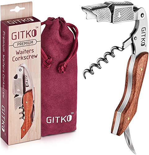 Holz Korkenzieher wein und bier- Kellnermesser- Flaschenöffner Barkeeper Kellner Folienschneider Mit einem hübschen Beutel für Barkeeper Kellner (1er' Set)