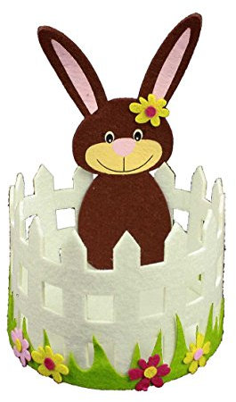 HAAC Deko Filzkorb Ostern Osterkorb Osternest mit Hase rund 22 cm x 16 cm