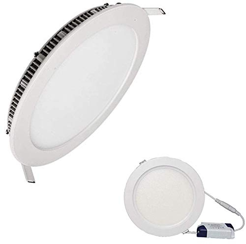 MUNDDY Downlight LED Panel Empotrable Redondo, iluminacion 3W 6W 9W 12W 15W 20W 22W 25W, marco blanco 3000k 4000k 6000k. Driver Incluido (6000K Blanco Frío, 20W)