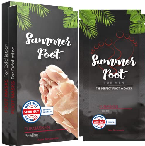 Summer Foot 2 Paar Hornhaut-Socken for men - Hornhaut Fußmaske für Männer - Hornhaut Entfernung - Maske für weiche Füße - Fußpflege - dermatologisch getestet