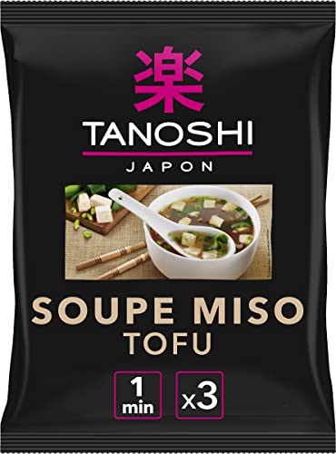 TANOSHI - Soupe Miso Tofu - Soupe Instantanée - 3 Personnes - Sans Glutamate Ajouté - 60, 9 g