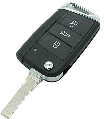 SEGADEN Replacement Key Shell Compatible with VOLKSWAGEN Golf 7 MK7 GTI SKODA Octavia 3 Button Keyless Entry Remote Flip Key Case Fob SS827A