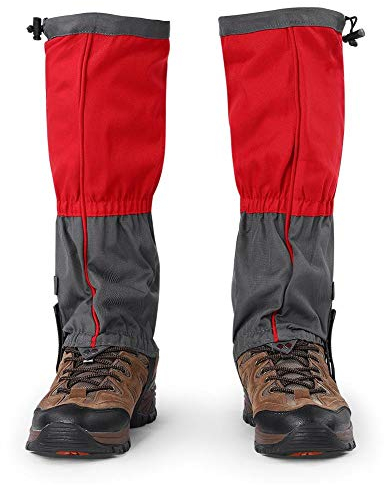 VGEBY 1 Paar Gamaschen Wandern Jagd Fahrrad, wasserdichte Sportklettern Gamaschen Schuhstiefel Abdeckung für Outdoor Erwachsene Herren Damen Schneegamaschen(rot) Maximale Übung Ski