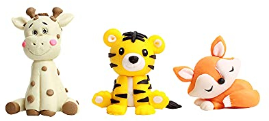 Unimall 6 Stück 3D Jungle Animal Cake Dekorationen Toppers Fox Tiger Giraffe Picks für Kinder Boy Girl Baby Shower Taufe Erste Geburtstagsfeier Supplies