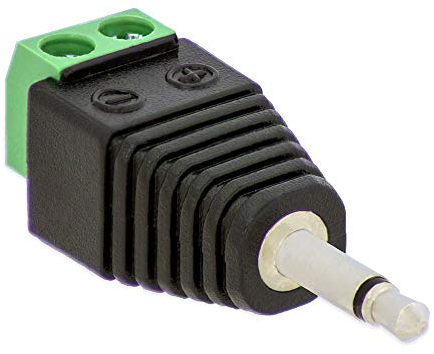 E.T 1x Klinken Stecker 3,5 mm Adapter Mono > Terminal Block 2-Pin Kabel Schraub Klemmen