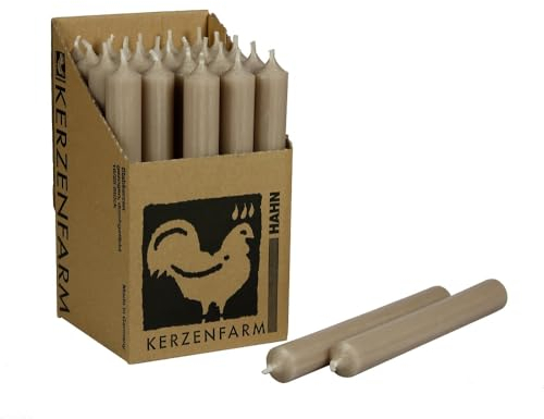 Stabkerzen 10 Stück Tafelkerzen durchgehend gefärbt Spitzkerzen für die Tisch-Deko zur Hochzeit Weihnachten & Party Farbe: Taupe/Beige/Braun Höhe:18cm