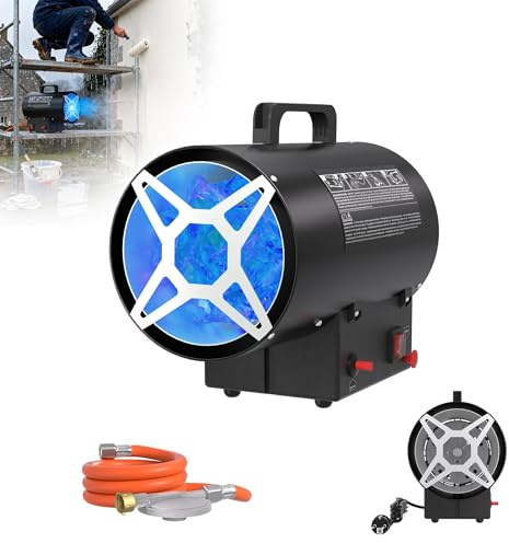 XMTECH 15kW Gasheizgebläse, Gas Heizgerät mit Druckregler und Überhitzungsschutz, Gasheizer für Gasflasche, für Werkstätten, Maschinenwartung, Industrieanlagen