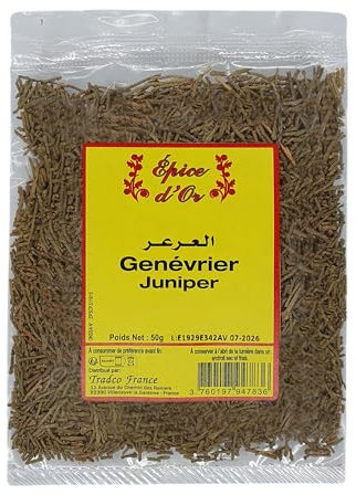 Feuilles de Genevrier 50g - Epice d'Or, 100% Naturelles, Sans Additif, Sans Arôme Artificiel et Sans Conservateur