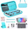 Younik Switch OLED Zubehör Bundle, 17 in 1 Switch OLED Zubehör Kit für Mädchen enthalten Switch Tragetasche, verstellbarer Ständer, Schutzhülle für Switch Konsole & J-Con (Blau)