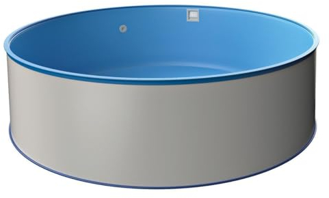 Piscine ronde MTH Ø 4,50 x 1,20 m, paroi en acier 0,6 mm, avec rails de sol et main courante, housse intérieure bleue 0,6 mm, qualité supérieure, fabriquée en Allemagne