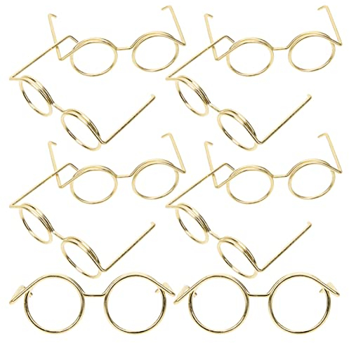 Kisangel Puppenbrillen MetallRand Brillen 5cm Gold 10pcs für 18-Zoll- Puppen Verkleiden Party Accessoire Kinder Spielzeug Outfit Dekoration