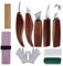 Holz-Schnitzwerkzeug Set,10 in 1 Schnitzmesser Set mit 5-tlg Schnitzmesser, Holzschnitzhakenmesser,Schnitzmesser,Detailmesser,Schräges Messer,Holz Schnitzwerkzeug für Anfänger/Profis