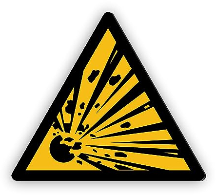 Warnzeichen (W002) Warnung vor explosionsgefährlichen Stoffen - Dreieckiges Warnschild - Signalgelb (RAL 1003) nach DIN EN ISO 7010