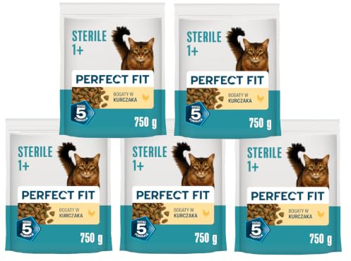 Adult 1+ Reich an Huhn Katzenfutter Trockenfutter Pro-Sterile für sterilisierte/kastrierte Katzen, Kalorienarm 5 Beutel (5 x 750g)