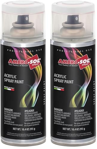 AMBRO-SOL - Pintura acrílica en spray, color Blanco Brillo 1, RAL 9010, resultado profesional en múltiples superficies, exteriores e interiores, 400 ml, El embalaje puede variar (Paquete de 2)