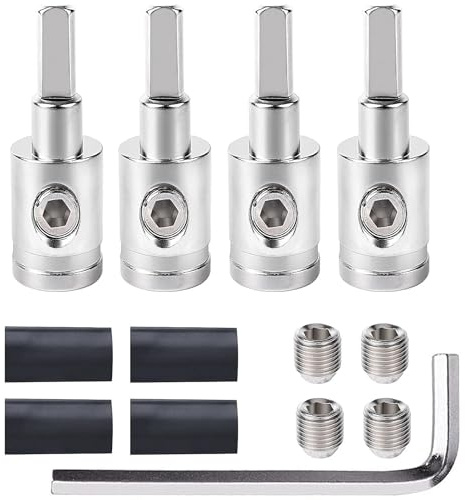 Greluma 4 Gauge auf 8 Gauge Drahtreduzierer,4 Stück Car Audio Power/Ground Amp Input Reducer Adapter,Messing mit vernickelter Oberfläche