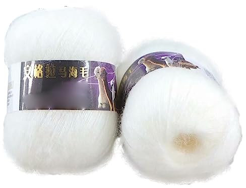 Uposao 2 Stück Einfarbig Mohair Hochwertiges Garn Weiche Mohair Strick Wolle Garn Für Zum Stricken Und Häkeln 42g/Rolle