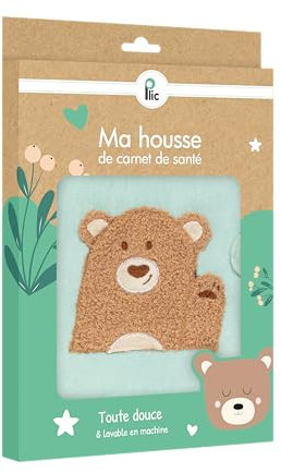 PLIC - Schutzhülle für Gesundheitsheft für Babys – weicher Schutzbezug Modell Bär – maschinenwaschbar – Klettverschluss – verspieltes Design