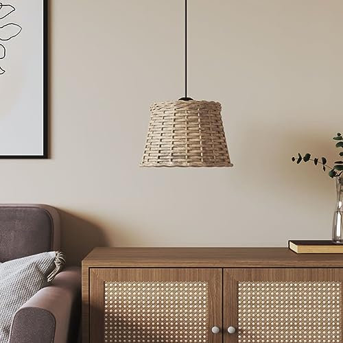 Homgoday Brauner Lampenschirm Ø25x17cm aus Weide, Möbel für Haus Innen Außen Wohnzimmer Schlafzimmer