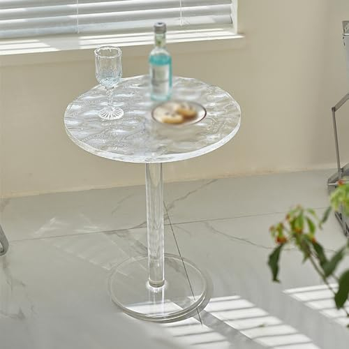 BEdaW Acryllicht Luxus Kleiner Couchtisch, Durchmesser 40 Cm, Höhe 51 Cm, Geeignet Für Wohnzimmer/Schlafzimmer/Badezimmer/Balkon