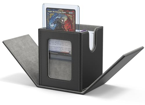 ZLCA MTG Deck Box mit Commander Display, Magnetic Sammelkarten Box für 100+ hüllen Karten, Premium Karten Aufbewahrungsbox mit 2 kartentrenner 1 Toploader Kompatibel mit Trading Cards (Schwarz & Grau)