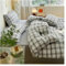 Modisches Plaid-Bettwäsche-Set, Baumwoll-Bettbezug-Set, Heimtextilien – Bettlaken, Queen-Size-Bett, Bettbezug, Kissenbezug, Bettwäsche, Luxus-Bett in Einer Tasche (C King Size 4 Stück)