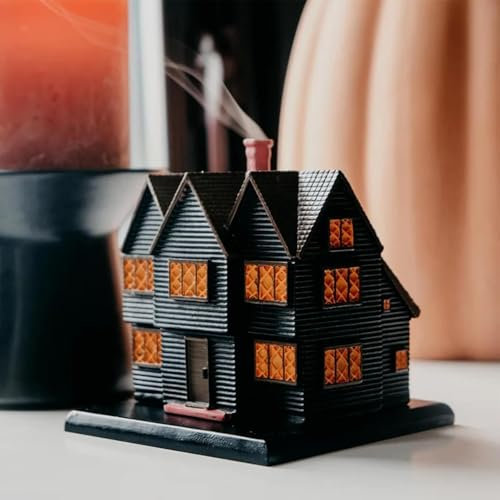 Halloween Deko Räucherhaus | Halloween Hexenhaus Hexenhaus Räuchergefäß Mit 2 Duftender Stick | Halloween Hexen Deko | Räucherhäuschen Christmas Halloween Dekoration Für Hause (A)