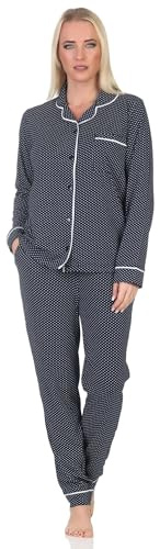 Normann Damen Schlafanzug Pyjama lang in klassischen Style aus Jersey - auch in Übergröße