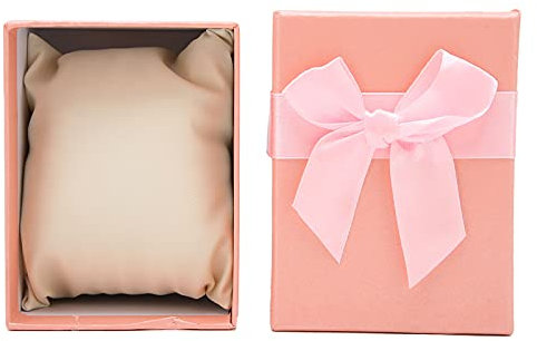 plplaaoo Uhren-Geschenkbox, Kraftpapier-Uhren-Aufbewahrungsbox, inklusive Uhrenkissen, Uhren-Aufbewahrungswerkzeug, Delikatesse-Schleifen-Uhrengehäuse, Uhrenbox zum Verschenken (Rosa)
