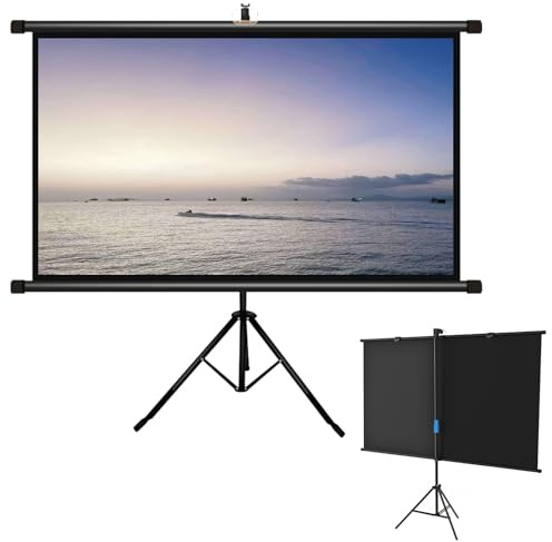 Hoiweqr Tripod Projector Screen, 60-inch/72-inch, Ratio 16:9/4:3 Portable Manual Pull Up Front Projection, Manual, Adjustable Multi Aspect, Movie Home Theater Projector Screen(16:9,72in)