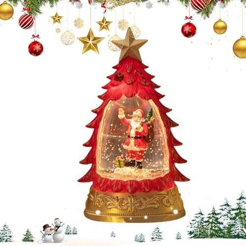 Toseky Christmas Crystal Tree Lights - Snow House Nightlight - Tabletop Christmas Tree Lamp, Santa Crystal Ball Light, Holiday Light Up Christmas Tree Lights for Home, Bedroom