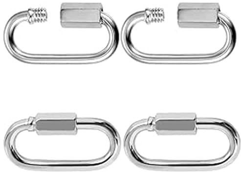4 Pcs M4 Screw Quick Link - Locking Carabiner Clip, Heavy Duty D-Shaped Locking Clips, Stainless Steel Screw Quick Link for Outdoor Camping, Climbing, Fishing, Hiking, and Traveling Accessories