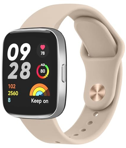 Oumida Correa Compatible con Xiaomi Redmi Watch 3 Active Mujer Hombre, Correas de Silicona Suave, Pulseras de Repuesto Deportiva Impermeable para Redmi Watch 3 Active, Té de Leche