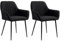 HOMCOM Chaises de Salle à Manger Chaises de Visiteur Design scandinave - Lot de 2 chaises - Pieds effilés métal Noir - Assise Dossier accoudoirs ergonomiques Lin Noir