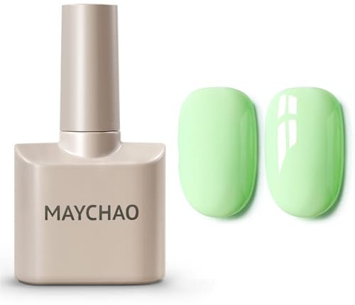 MAYCHAO 15ML Gel Nail Polish, Mint Green Gel Nail Polish, Soak Off UV LED Nail Varnish Nail Art Starter Manicure Salon DIY at Home, 0.5 OZ