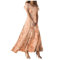 Summer Dresses for Women UK Loose Casual Swing Long Dress Chiffon Floral Print Short Sleeve Maxi Dress Ruffle V Neck Waist Flowy Beach Sundresses Plus Size Boho A Line 2025 Vacation (Orange-2, S)