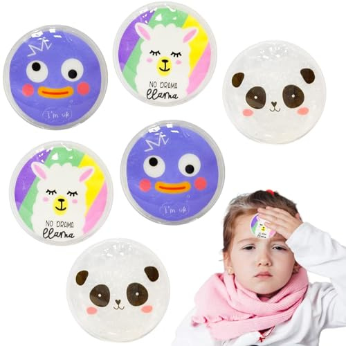 6 Stück Kühlpads Kinder,2 in 1 Augenmaske Kühlend,Kühlakku Gel,Wiederverwendbare Kühlpack für kalte & Warme Kompressen