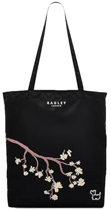 RADLEY London Womens In Bloom Responsible Foldaway Shopper Tote Shoulder Bag in Black
