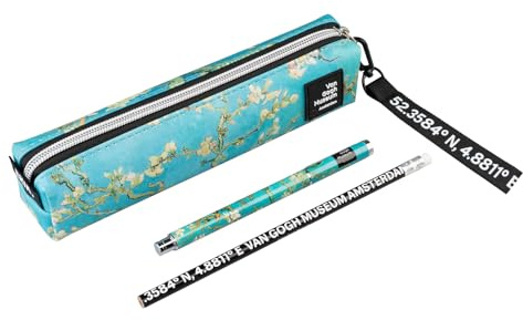 Grupo Erik Mäppchen Vincent Van GOG Museum mit Stift Etui Schule mit Kugelschreiber und Beistift mit Radierbummi - Federmäppchen Mädchen Jungen Vangogh Geschenke Einschulung