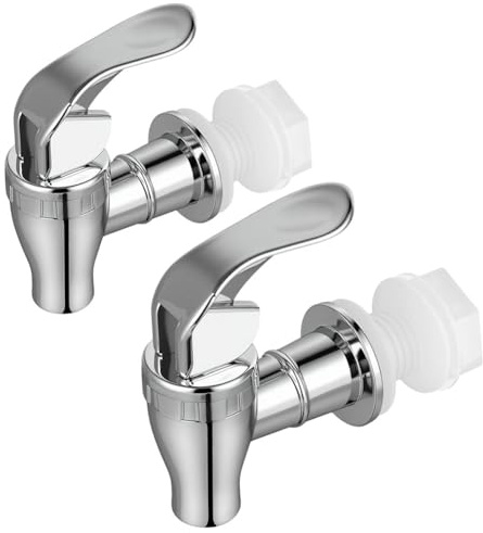 AOOTE Spigot for Beverage Dispenser, 2Pcs Beverage Dispenser Replacement Spigot, ABS Push Style Spigots for Drink Dispensers, Drink Dispensers Tap Replacement for Water, Juice, Wine Beer, Silver