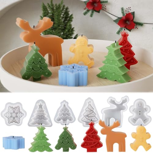 6 stampi in silicone per Natale WISIRENT, stampi in silicone per albero di Natale, pupazzo di neve