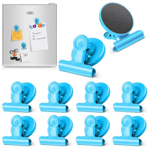 Magnet Clips, 10 Stücke Magnetische Clips, Kühlschrank Magnetische Clips für Schule, Büro, Tafel (Blau)