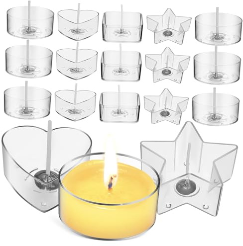 MUELODSIC Tea Light Candle Holders and Candle Wicks with Easy-use Wicks for Steady Base Tealight Cups for Home Craft Projects