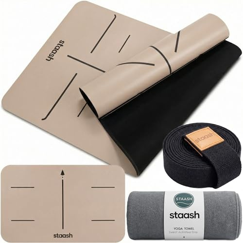 STAASH Yogamatte Set 4-teilig – rutschfest, Naturkautschuk 4,5 mm