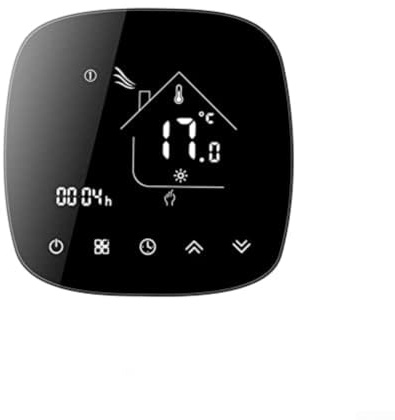 Programmable Smart Thermostat with WiFi and Voice Control for Electric Water Gas Floor Heating Compatible with for Alexa/for Tuya, Black 10x10cm Oval Frame(1)