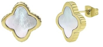 PAUL VALENTINE - Damen Ohrringe Edelstahl - Vergoldet/Golden - Kleeblatt Ohrstecker - PV-E0029